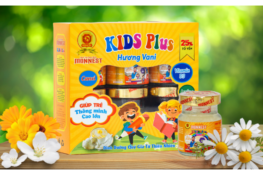 Nước yến sào Monnest lốc Kids plus vani (THỰC PHẨM BỔ SUNG)